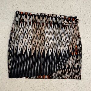 Stylish Black and Orange Patterned Skirt